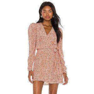 Free People Kinsley Wrap Dress Grapefruit Fizz Combo Ditzy Floral Size 6